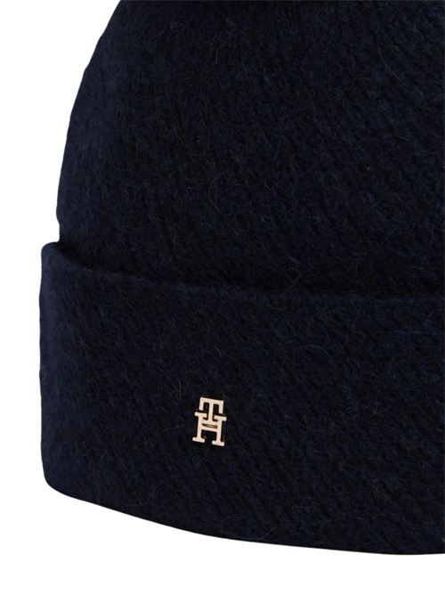 Cappellino in misto lana/alpaca con pompon blu Tommy Hilfiger | AW0AW18212DW6